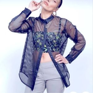 Wild fang mesh button down